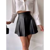 Kısa Deri Çan Etek H26599 - Siyah - XL