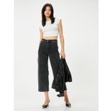 Kısa Geniş Paça Kot Pantolon Cepli - Sandra Culotte Jeans