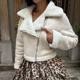 Kısa Içi Peluş Dışı Süet Kaban - Krem