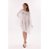 Kısa Kimono Pareo - Tesettür Pareo - Esnek Likralı Tül Beyaz 180x135 Cm