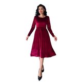 Kısa Kloş Kadife Elbise (Bordo, 2XL-3XL)