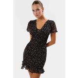 Kısa Kol Bodycon Puantiyeli Mini Tül Elbise Yaz için Yüksek Kalite Premium