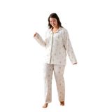 Kısa Kol Gömlek Yaka Kadın Pinterest Pijama Takımı - Yazlık Kadın Pijama- Geniş Beden Aralığı Yesil 3XL