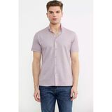 Kısa Kol Slim Fit Penye Gömlek - Açık Lila