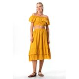 Kısa Kol Vual Lavinya Kayık Yaka Yazlık Bluz Hardal Hrd L/Xl Hardal