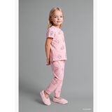 Kısa Kollu Desenli Üst Esnek Bell Alt 2'li Pijama Takımı Kız Bebek