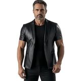 Kısa Kollu Hakiki Deri Blazer Ceket Erkek SlimFit (Siyah Blazer Deri, 44)