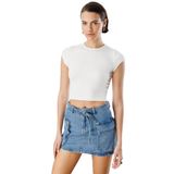 Kısa Kollu Kadın Crop T-shirt CROP-T-SHIRT Beyaz S