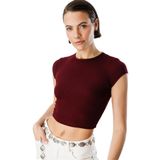 Kısa Kollu Kadın Crop T-shirt CROP-T-SHIRT Bordo S