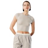 Kısa Kollu Kadın Crop T-shirt CROP-T-SHIRT Vizon L