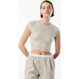 Kısa Kollu Kadın Crop T-Shirt Crop-T-Shırt - Vizon