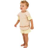 Kısa Kollu Su Geçirmez Bebek Mama ve Oyun Önlüğü - Bej - Standart