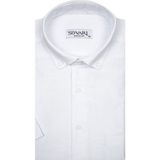 Kısa Kollu Yeşil Erkek Gömlek Bol Kesim Tam Pamuk - Beyaz - 3XL
