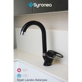 Kısa Siyah Mix Lavabo Bataryası Aç Kapa Banyo Lavabo Musluk Siyah