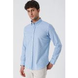 Kısalabilir Kollu Desenli JakarlıCepsiz %100 Pamuk Casual Slim Fit Gömlek 1004230181 Koyu Mavi