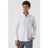 Kısalabilir Kollu Desenli JakarlıCepsiz %100 Pamuk Casual Slim Fit Gömlek 1004230183 Beyaz
