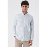 Kısalabilir Kollu Desenli JakarlıCepsiz %100 Pamuk Casual Slim Fit Gömlek 1004230183 Koyu Mavi