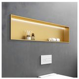 Kısılamayan LED Şeritli Altın Renk Paslanmaz Çelik Duş Kabini, Entegre Raflar Banyo Dekoru için Kurulumu Kolay, Duş Kabini 62 x 32 x 12,5 cm