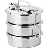 Kişilik Çelik Sefer Tası 18X7CM 3 Kaplı Isıtılabilir Yemek Taşıma Kabı 1330ML X3=4 Lt Yayl�