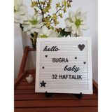 Kişiselleştirilebilir Beyaz Mesaj Panosu 25X25CM, Siyah Harf Setiyle - Ahşap - Beyaz - Seçenek 1