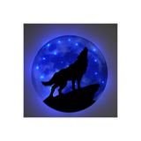 Kişiselleştirilebilir Led Işıklı Epoksi Cam Katmanlı Tablo Hardy Kurt Dolunay Mavi 60 cm