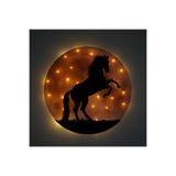 Kişiselleştirilebilir Led Işıklı Epoksi Katmanlı Tablo Lowell At Dolunay Sarı 40 cm