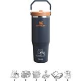 Kişiselleştirilebilir Stanley The Iceflow Flip Straw Pipetli Termos 0,89 L - Koyu Mor - 890 ml