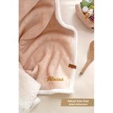 Kişiye İsime Özel Nakışlı Hediyelik Yenidoğan Fluffy Kundak Puset Bebek Battaniyesi Solid Bej