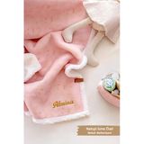 Kişiye İsime Özel Nakışlı Hediyelik Yenidoğan Fluffy Kundak Puset Bebek Battaniyesi Solid Pembe