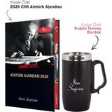 Kişiye Özel 2026 Atatürk Ciltli Ajanda ve Kulplu Termos Bardak