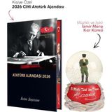 Kişiye Özel 2026 Atatürk Ciltli Ajanda ve Müzkli ve Işıklı Izmir Marşı Kar Küresi