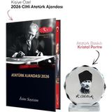 Kişiye Özel 2026 Atatürk Ciltli Ajanda ve Müzkli ve Kristal Portre