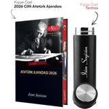 Kişiye Özel 2026 Atatürk Ciltli Ajanda ve Termos