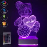 Kişiye Özel 3D Aşk Ayıcık Masaüstü Led Lamba