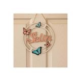 Kişiye Özel 3D Bebek Ahşap Kapı Süsü Kelebekli Çiçekli 30X30CM