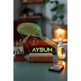 Kişiye Özel 3D Tenis Ve Tenis Topu Masaüstü Hediyelik Led Lamba