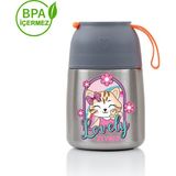 Kişiye Özel 450ML Bebek Mama Saklama Termosu Vakumlu Çift Taraflı Termos - Gri - Pembe