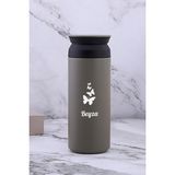 Kişiye Özel 500 ml Paslanmaz Çelik Kelebek Baskılı Termos 8 Saat Isı Koruma Kahve ve Çay Termosu - Bej
