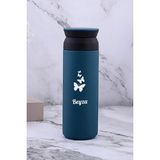 Kişiye Özel 500 ml Paslanmaz Çelik Kelebek Baskılı Termos 8 Saat Isı Koruma Kahve ve Çay Termosu - Mavi