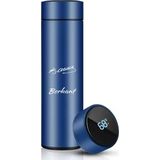 Kişiye Özel 500ML Dijital Göstergeli 304 Çelik Atatürk Baskılı Akıllı Termos - Isı Korumalı Şişe - Mavi