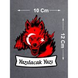 Kişiye Özel Ad Soyadlı Kurt Ve Ay Yıldız Börü Sticker - Araba Oto Motosiklet Karavan Cam Sticker - 00311 12X10 Cm