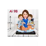 Kişiye Özel Ahşap Biblo - Aile Karikatür Biblo - 3 Kişilik Aile Biblo 26