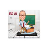 Kişiye Özel Ahşap Biblo - Erkek Öğretmen Karikatür Biblo - Öğretmen Biblo