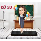 Kişiye Özel Ahşap Biblo - Kadın Öğretmen Karikatür Biblo - Öğretmen Biblo 20