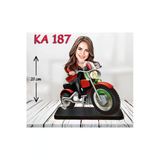 Kişiye Özel Ahşap Biblo - Motor Kullanan Kadın Karikatür Biblo