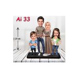 Kişiye Özel Ahşap Biblo - Tesettür Aile Karikatür Biblo - 4 Kişilik Aile Biblo
