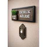 Kişiye Özel Ahşap Kapı Isimliği Çiçekli – 10X20 cm Mdf Dekoratif Kapı Tabelası - 41 Delft Blue