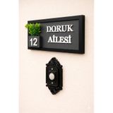 Kişiye Özel Ahşap Kapı İsimliği Çiçekli 10x20 Cm Mdf Dekoratif Kapı Tabelası Antrasit