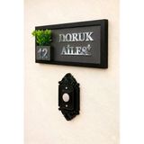 Kişiye Özel Ahşap Kapı İsimliği Çiçekli antrasit – 10x20 cm MDF Dekoratif Kapı Tabelası (antrasit-silver)