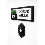 Kişiye Özel Ahşap Kapı İsimliği Çiçekli antrasit – 10x20 cm MDF Dekoratif Kapı Tabelası (beyaz)